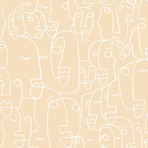 Mural de papel de parede de rosto nu e branco