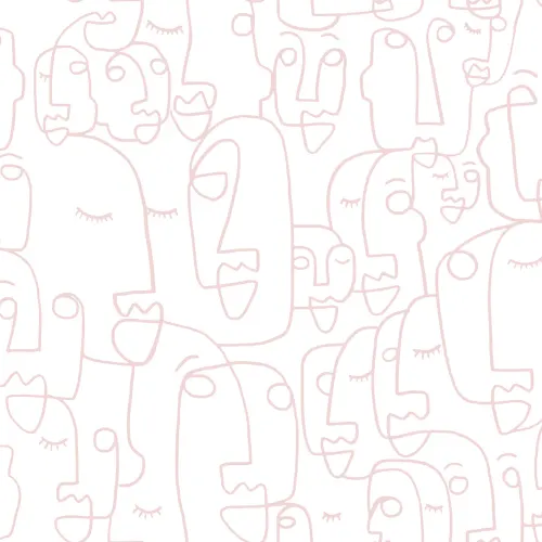 Dusty Pink Line Drawing Face Fototapeta na ścianę