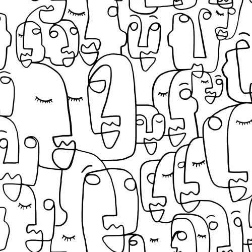 Mural Papel Pintado Perfiles de Caras Dibujadas