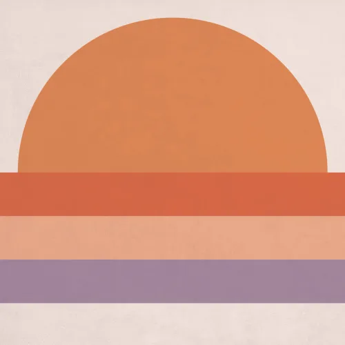 Carta da Parati Anni 70 con Tramonto Geometrico