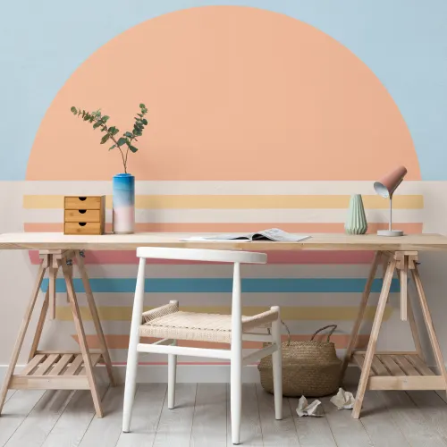 70-talls Pastell Block Color Sun Retro fototapet