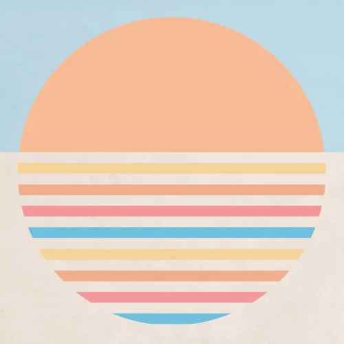 70-talls Pastell Block Color Sun Retro fototapet