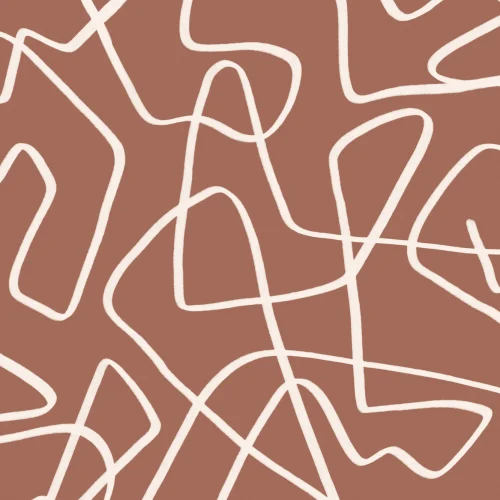 Abstract Hand Drawn Scribble Wall Mural in Cream on Terracotta Background