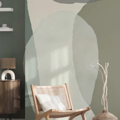 Green Abstract Ripped Paper Wallpaper Mural