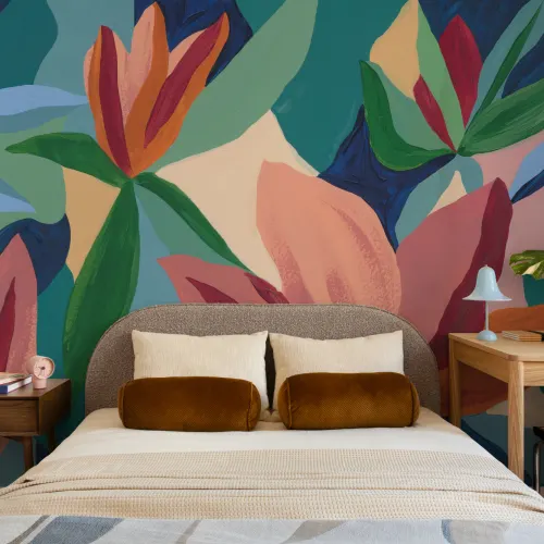 Multicolor Abstract Floral Fantasy Mural With Bold Energy