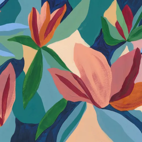 Multicolor Abstract Floral Fantasy Mural With Bold Energy