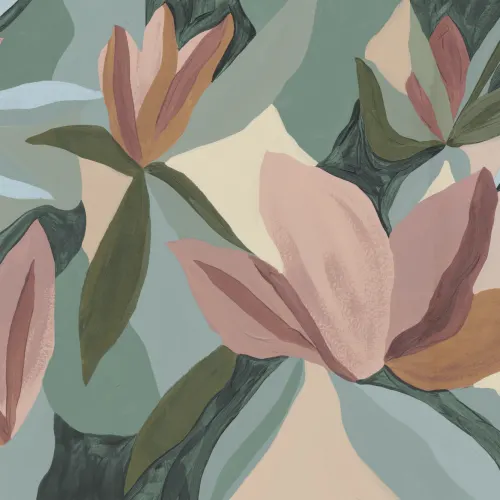 Mehrfarbige moderne botanische Natur-Fototapete mit Blumen