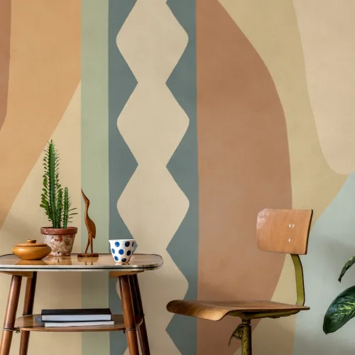 Mehrfarbige abstrakte geometrische klassische Fototapete mit Retro-Flair