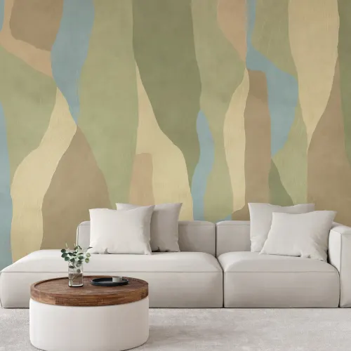 Green Abstract Modern Wall Mural With Calming Earthy Tones