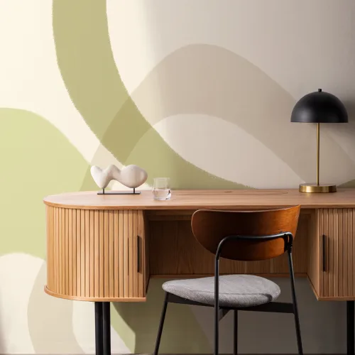 Green Abstract Contemporary Line Art Mural