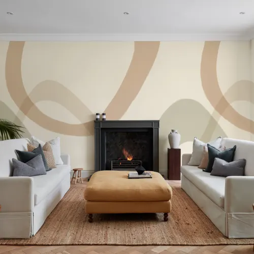 Beige abstract eigentijdse warme vibe muurschildering