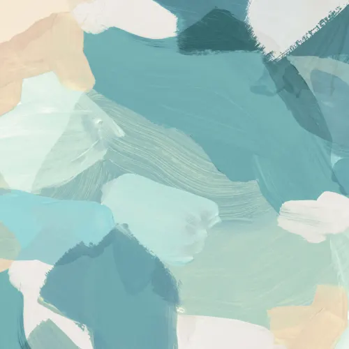 Mural de pared con arte abstracto en azul