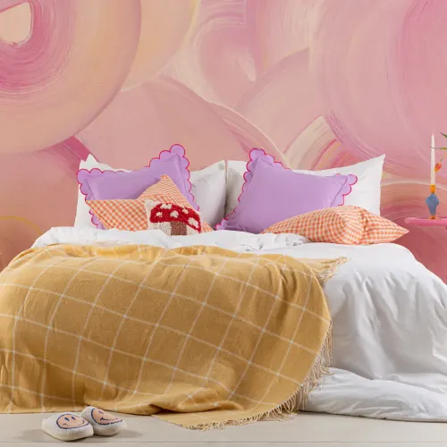Pink Painted Swirl Brush Strokes Wall Mural
