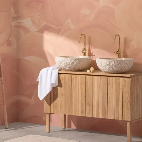 Orange Painted Swirl Brush Strokes Wall Mural