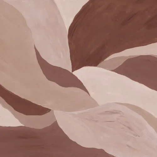 Peinture murale abstraite de feuilles en terre cuite