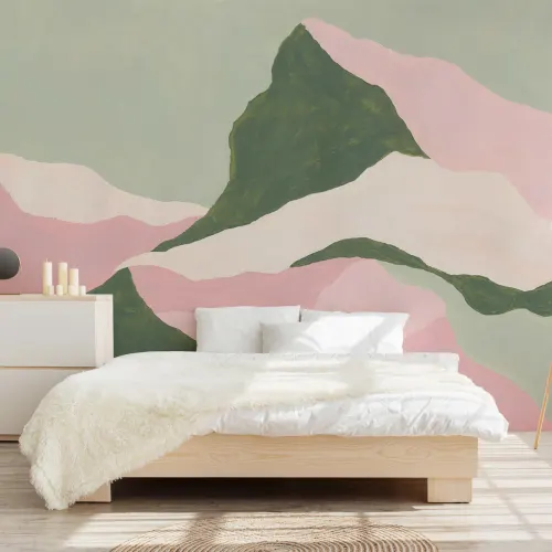 Green Abstract Mountain Mural