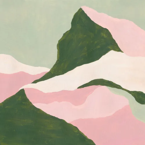 Green Abstract Mountain Mural