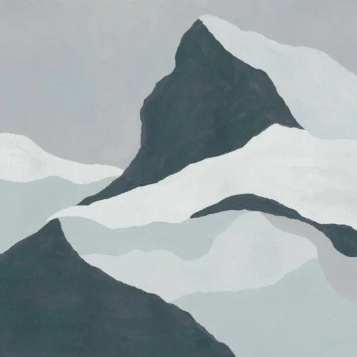 Blue Abstract Mountain Mural