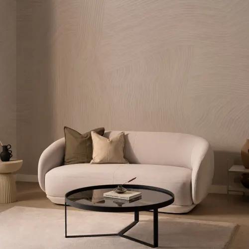 Beige Curved Flowing Shapes Mural