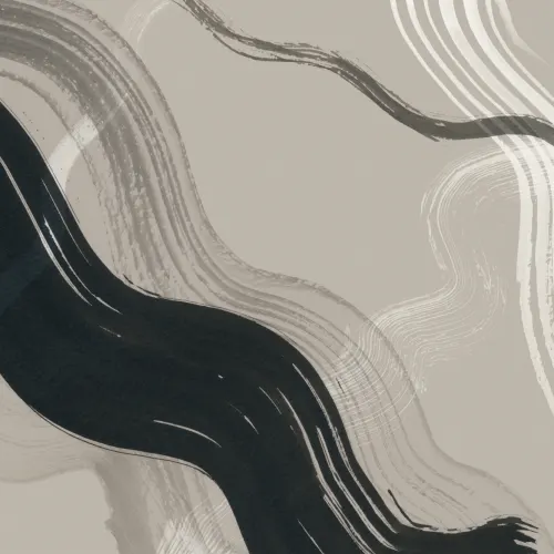 Taupe Abstracte Inkt Penseelstreken Muurschildering