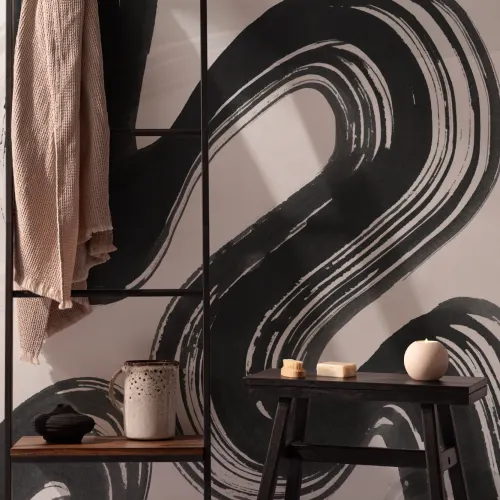 Schwarze abstrakte Swirl Pinselstriche Fototapete