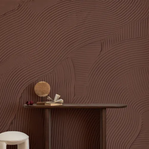 Terre cuite Sculptée abstraite Lignes superposées papier peint panoramique