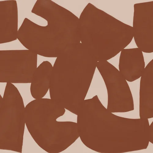 Terracotta Abstract Hand Painted Shapes Mural
