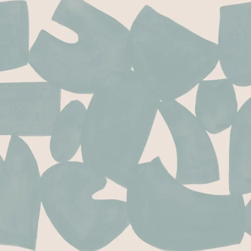 Blue Abstract Hand Painted Shapes Mural
