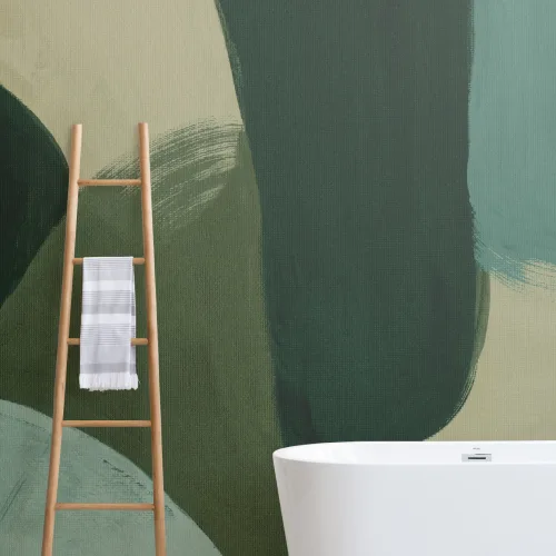 Mural de papel pintado abstracto en verde intenso