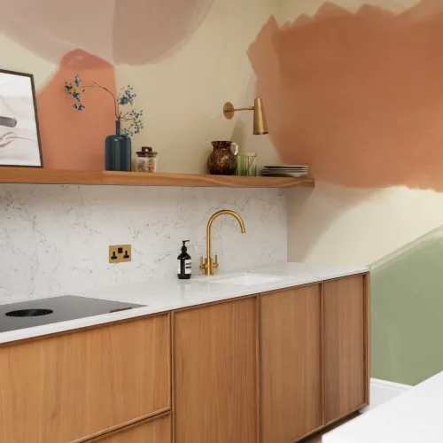 Mural de formas orgânicas abstractas pintado à mão