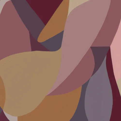 Mural de papel pintado de formas abstractas femeninas en morado y ocre