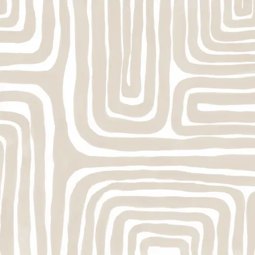 Mural geométrico moderno com padrão de labirinto pintado à mão em bege