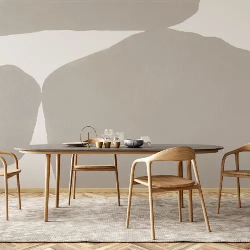 Minimalistinen abstrakteja muotoja kuvatapetti beige kuvioitu kipsi vaikutus