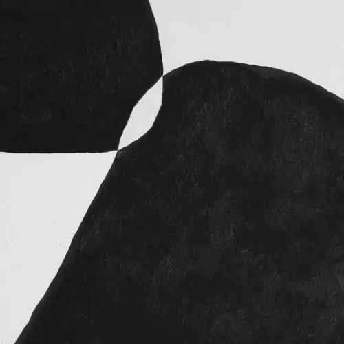 Modern Plaster-Effect Abstract Shapes Wall Mural in Black and White