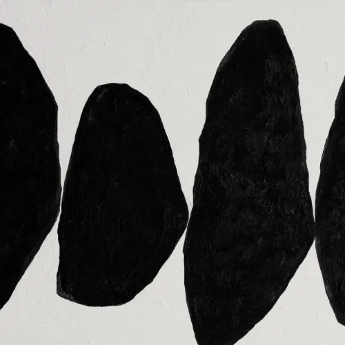 Carta da parati dipinta a mano con forme astratte in bianco e nero strutturato
