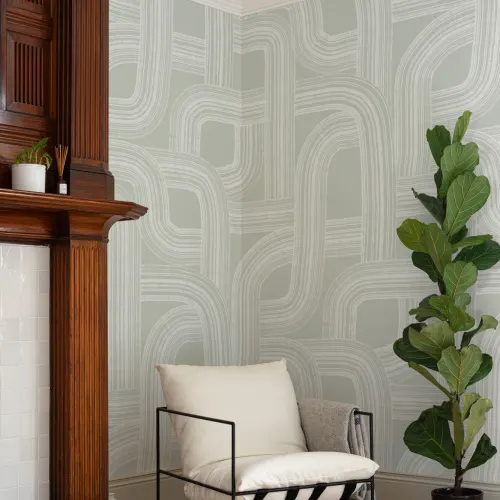 Green Minimalist Lines Wall Mural