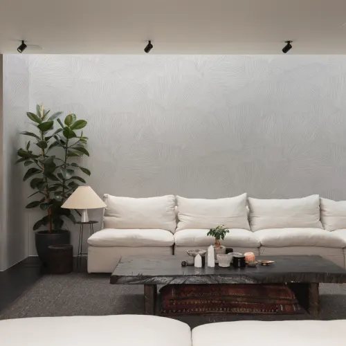 Gray Minimalist Mushroom Wall Mural