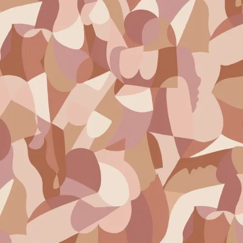 Papier peint panoramique abstrait cubiste de forme humaine dans des tons chauds