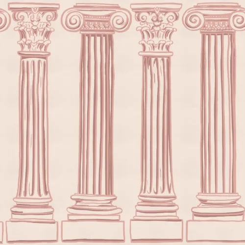 Dusty Pink Ancient Greek Columns Wallpaper Mural