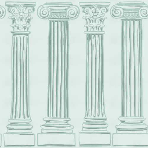 Mint Green Ancient Greek Columns Wallpaper Mural