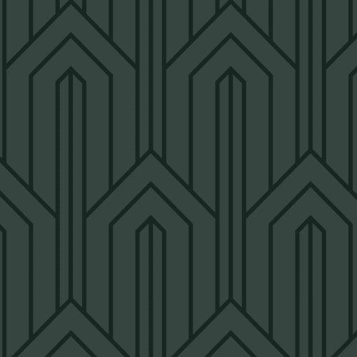 Mural de papel de parede Art Deco de linha geométrica verde escura