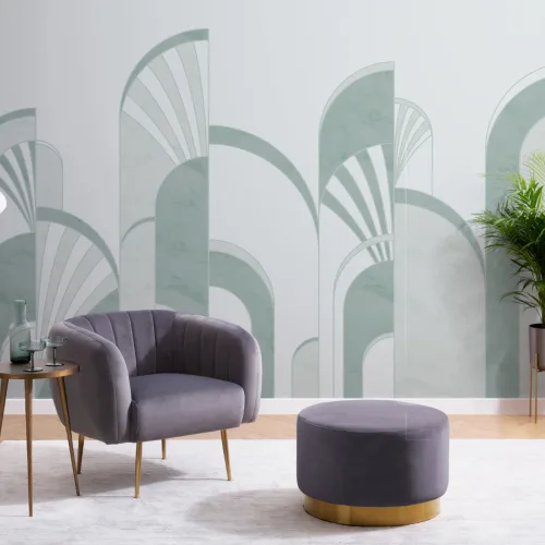 Green Art Deco Print Arches Wallpaper Mural
