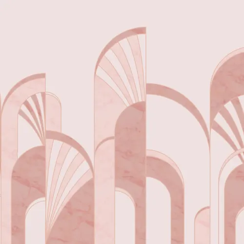Carta da Parati in Stile Art Déco con Archi Rosa