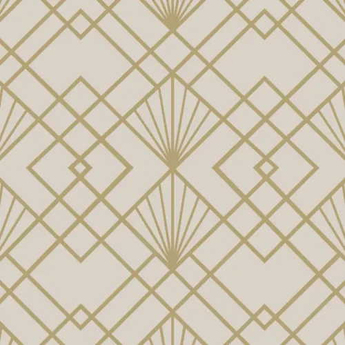 Carta da Parati Geometrica Oro con Motivo in Stile Art Déco