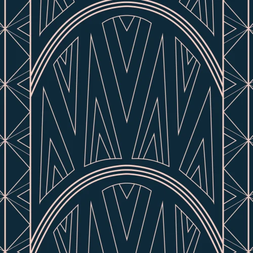 Blue Art Deco Chrysler Building Pattern Wallpaper Mural