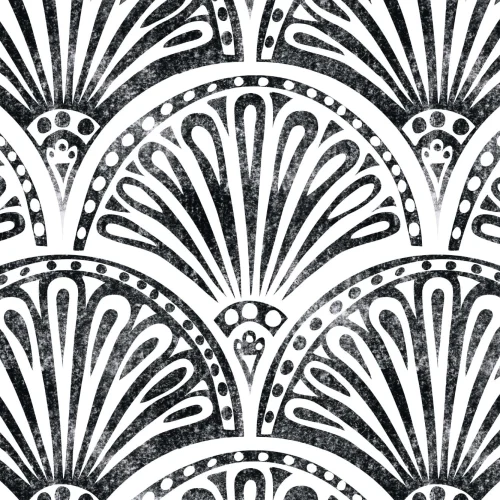 Svart Art Deco Fan Mønster Fototapet