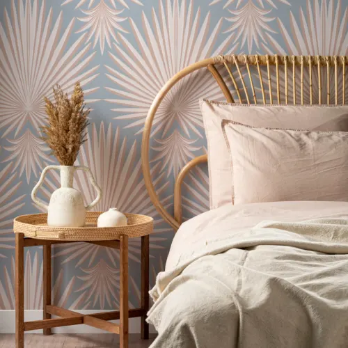 Rosa Art Deco Tropical Leaf Repeat Print Fototapet