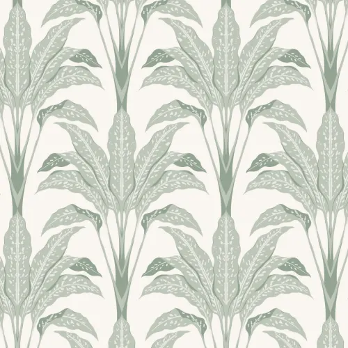 Crema Art Deco mari frunze tropicale Wallpaper Mural