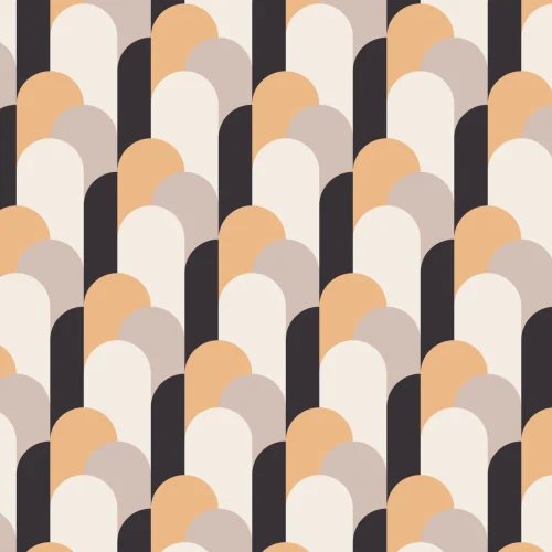 Cream Art Deco Arches Repeat Print Behang Muurschildering