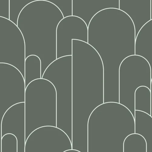 Dark Green Art Deco Arch Outlines Wallpaper Mural